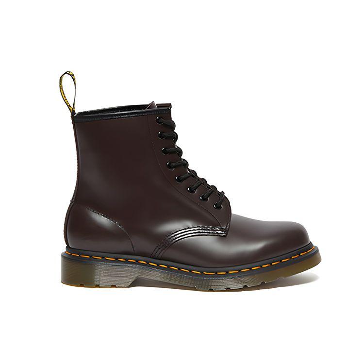 Dr. Martens Pohodlné lesklé kožené boty s 8 dírkami Unisex boty Hluboce červené 27277626