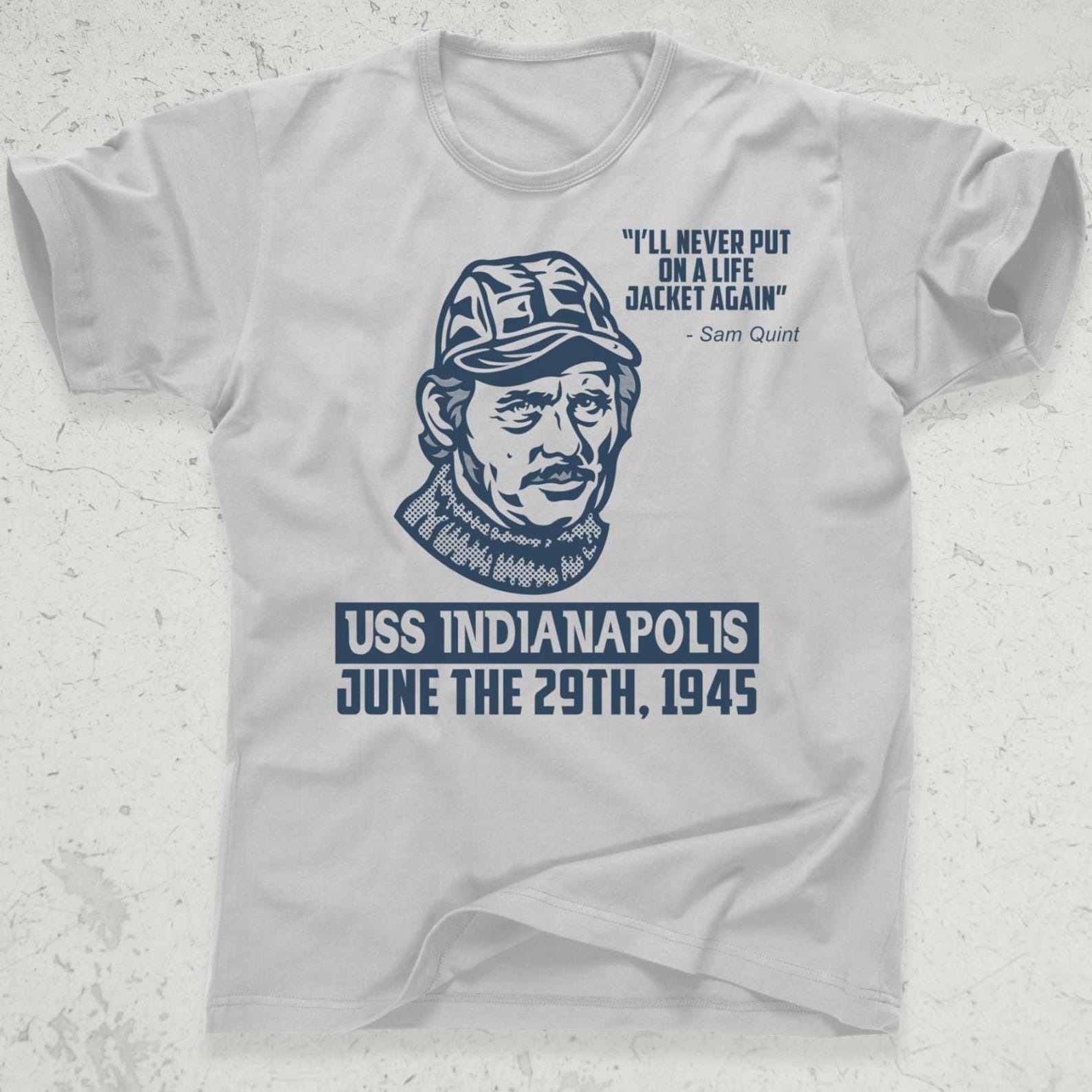 Sam Quint Jaws USS Indianapolis Speech Chief Hooper movie tee t shirt 2XL