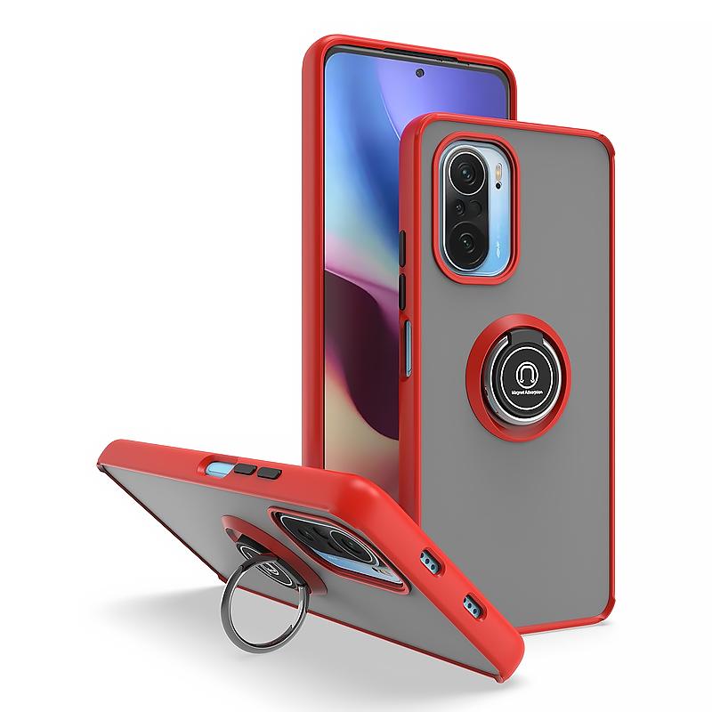 For Xiaomi Poco F3 Case Matte Shockproof Car Magnetic Stand Back Cover for PocoF3 Pocco Poko Little F 3 Armor Hard PC Ring Funda