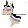 Seamless Solid Camisole Bralette & Thong Panties Set for Women