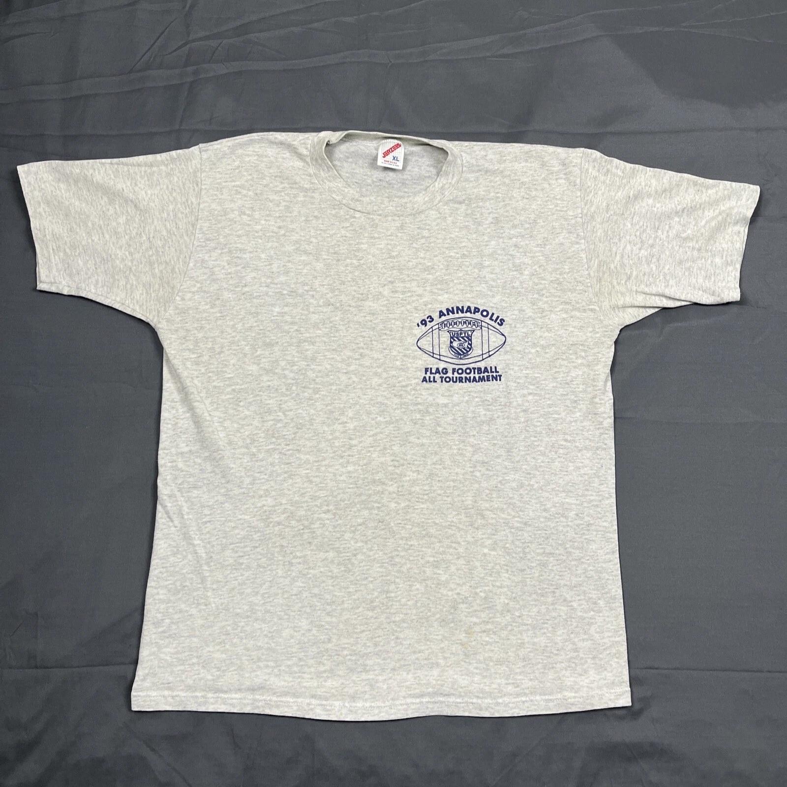 Vintage 1993 Annapolis Flag Football Tournament Tshirt Grey XL VTG 90s Sporty L