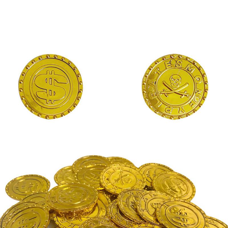 100ks plastových pirátských mincí Simulace herních mincí Dekorace na mince Prop
