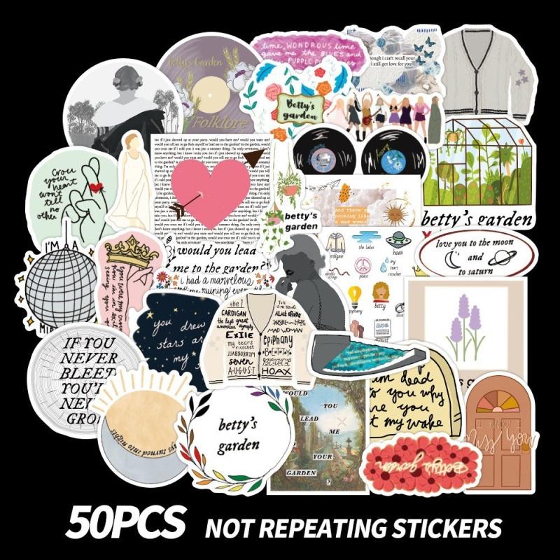 50PCS Taylor Swift Folklore Stickers, Folklore Quote Stickers Pack, Evermore Vinyl Sticker for