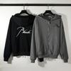 RH Zipper Letter Embroidered Hoodie Sweater, European and American Trendy Brand Loose Men and Women Couple Clothing Thin Cardigan Jacket