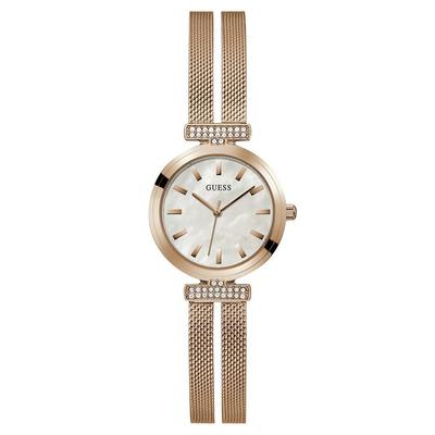 İzle Minimalist Moda Küçük Sedef Kadran Paslanmaz Çelik Kordon Quartz Kadın Kol Saati GW0471L3