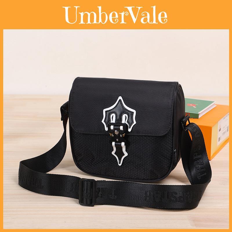 Fashionable Oxford Cloth Shoulder Bag With Zipper Pocket Mobile Phone Pouch Black/khaki