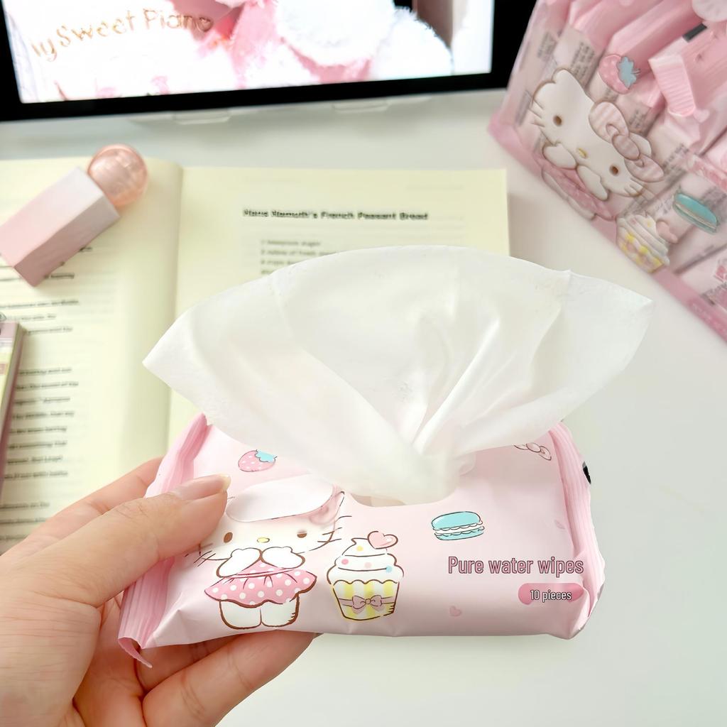Sanrio Hello Kitty Baby Feuchttücher - Tragbare Packung für die Hand- und Mundreinigung