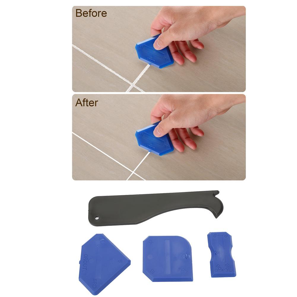 4PCS Caulk Tools Kit Silicone Sealant Remover Shovel Glass Cement Caulking Scraper (Blue)