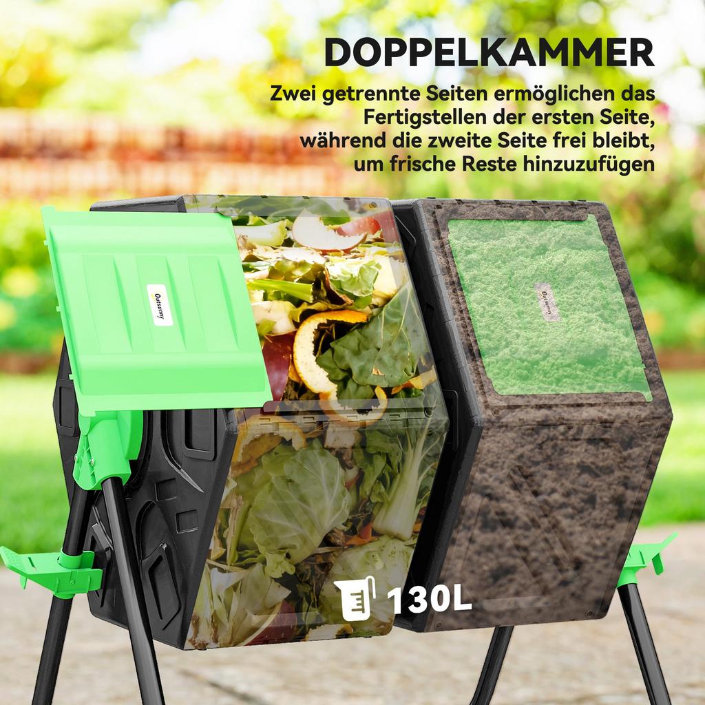 130L Double Chamber Composter - Black