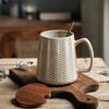 Vintage Relief Coffee Cup 760ml High-capacity Drinkware Ceramic Mug Spoon with Lid Household Water Cups Fathers Day Gift