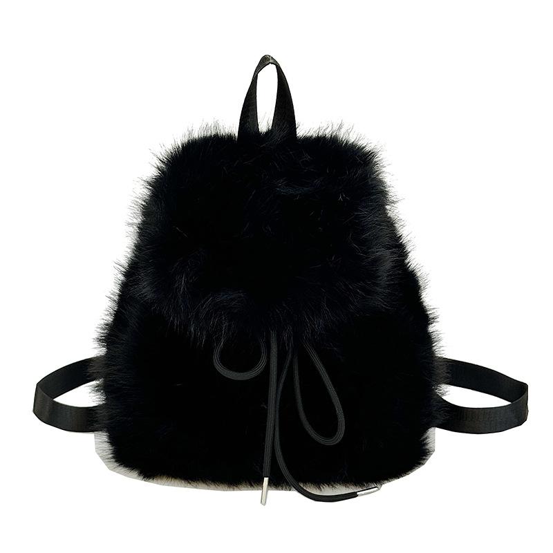 Autumn and winter plush bag women go out to travel fashion high sense foreign style backpack