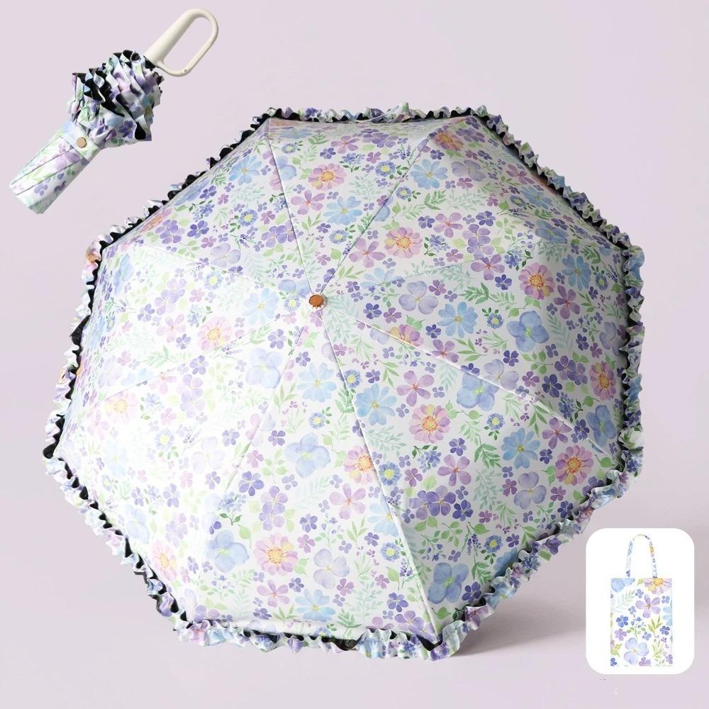 Lace Fresh Style Manual Folding Umbrella Ultra-light Portable Sun Umbrella Sunshade