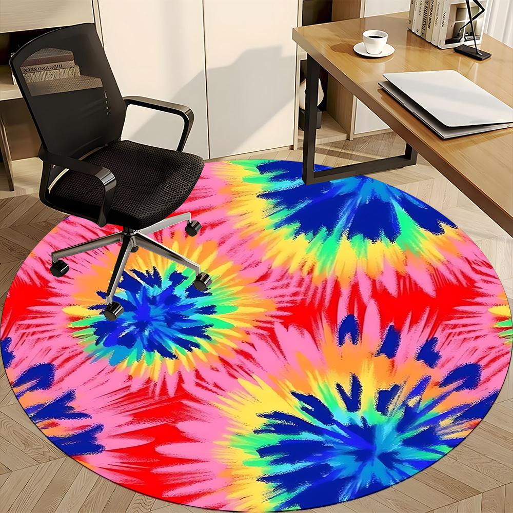 1PC Tie-Dye Pattern Chair Carpet for Office Non-Slip, Lightweight, Machine Washable Rug for Office, Sleeping, Room - Holiday DecorPolyester,