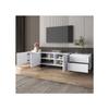 Meuble TV - MUVOE - Noir et Blanc - 3 Portes - 2 Tiroirs - Design Contemporain
