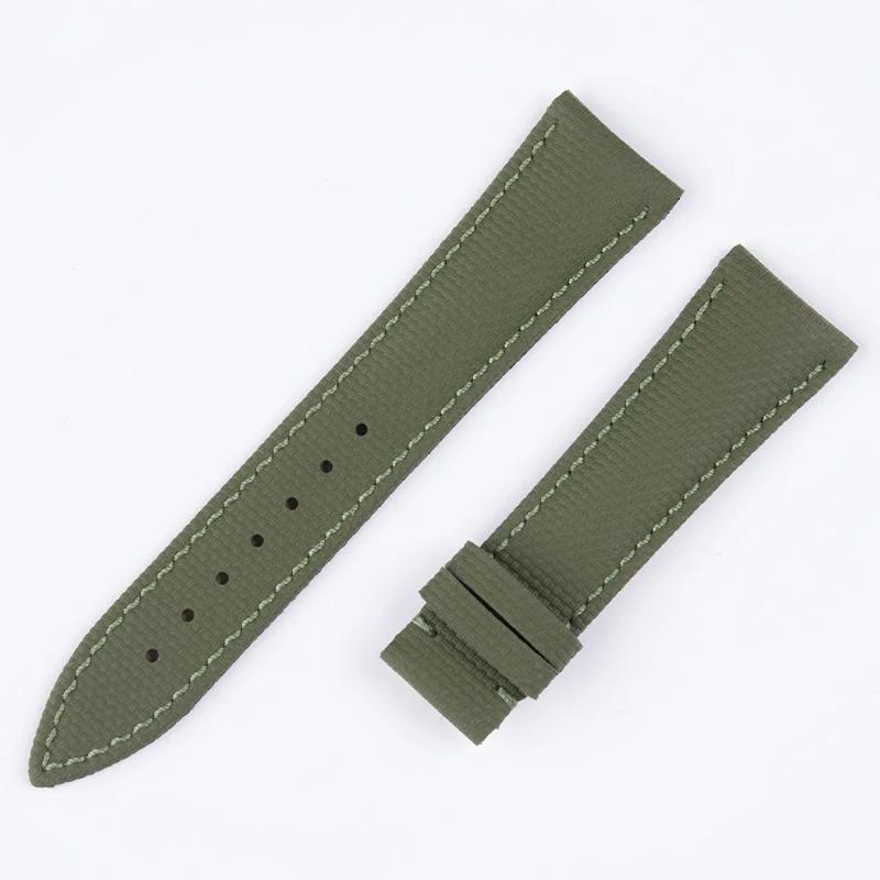19mm 20mm 21mm 22mm Woven FKM Watchband Fluororubber Belt with Back Leather Watch Strap for Longines L2 L3 L4 Masters COLLECTION