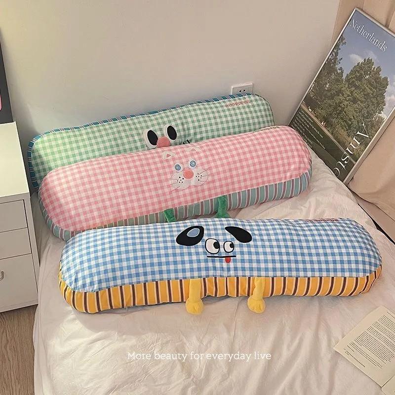 Leg Clamp Side Sleeping Pillow 1PC Long Grid Soft Fluffy Sleeping Pillow Non-Deform for Home Bed Relaxation Use