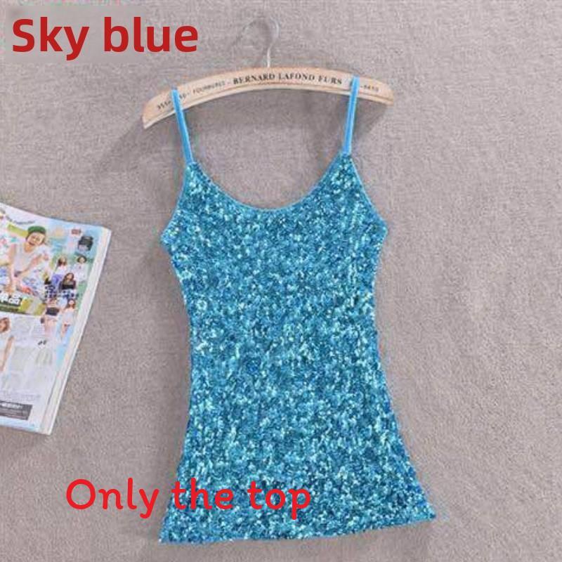 Polyester Sequin Tank Top For Women Spring Slim Fit Casual Blouse