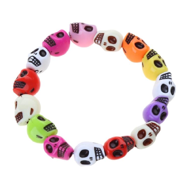 

Colorful Skull Bracelet Punk Girl Elastic Bracelet Women s Skull Linked Bracelet 1
