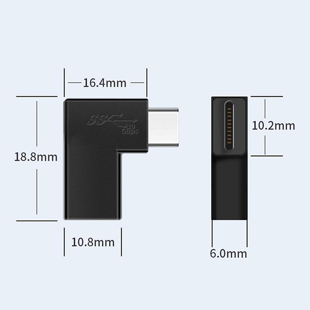 

10Gbps 90 Degree USB Type C Male to Female Converter USB C Adapter For Mobile Phone Laptop Portable Connector чорний