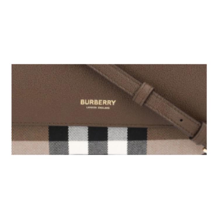 Burberry Bruine Leren Vintage Check Crossbody Tas Met Gouden Hardware Voor Dagelijks Gebruik