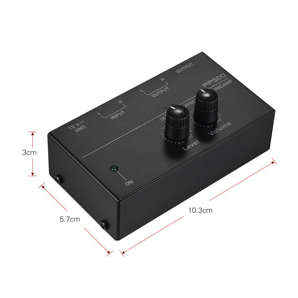 PP500 Ultra-Compact Phono Preamp with Treble Balance Volume Adjustment -Amp Turntable Preamplificador with EU US Plug