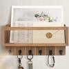 Scaffale Multifunzionale in Legno da Parete Organizzatore per Chiavi 6 Ganci Scomparto per Posta Contenitore per Piccoli Oggetti Decorazione Ingresso