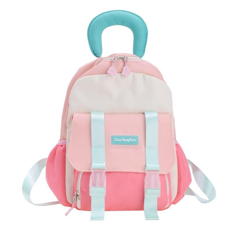 Trendy Korean Style Dual Color School Backpack For Kids With Breathable Nylon Fabric