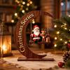 Wooden Christmas Ornaments Moon Shape Christmas Decoration Santa Claus Ornament  For Office
