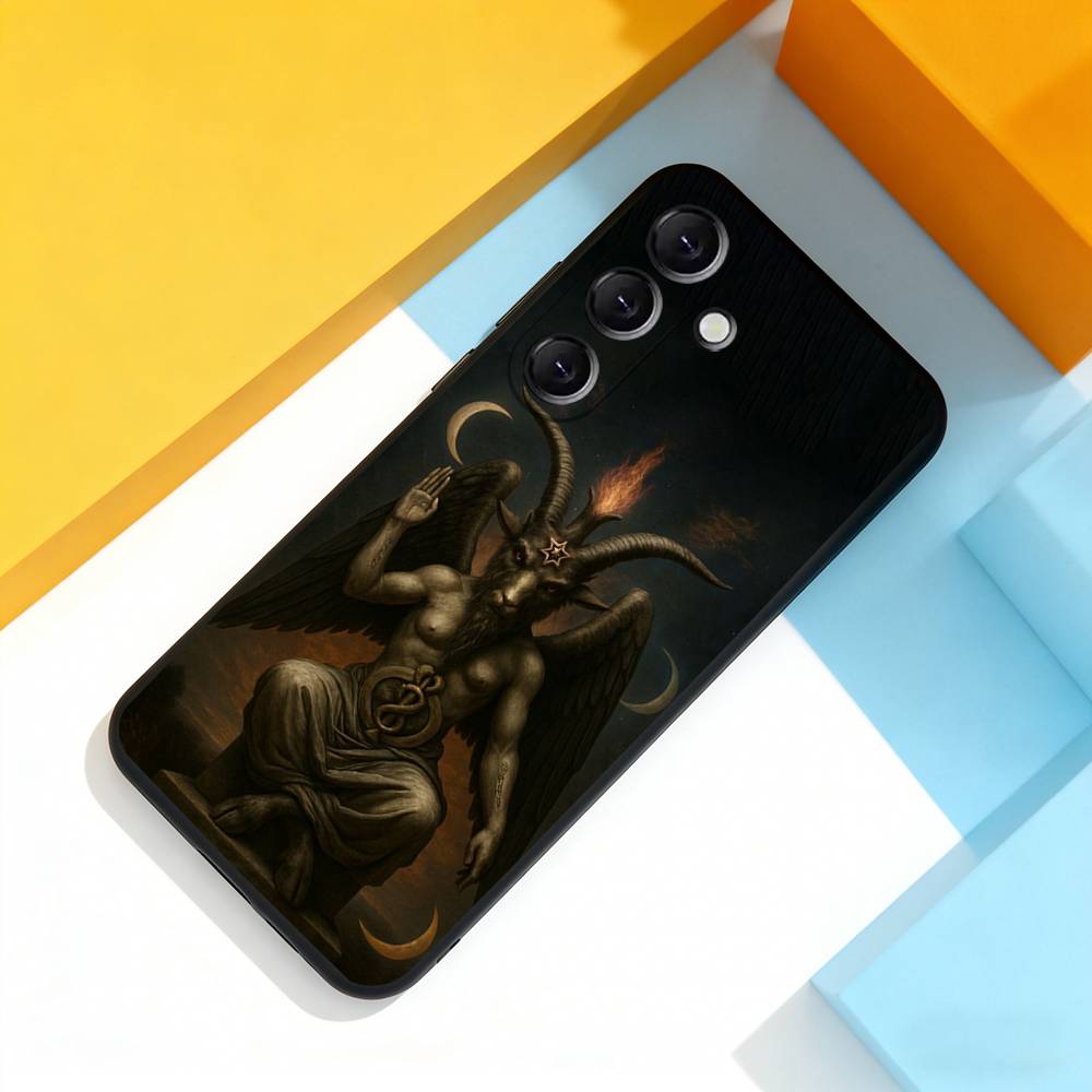 S-Satanic Hell Pentagram Phone Case For Samsung Galaxy A 73,72,51,53,52,71,22,5G,Note,J7,8,9 Soft Precise Hole Black Cover