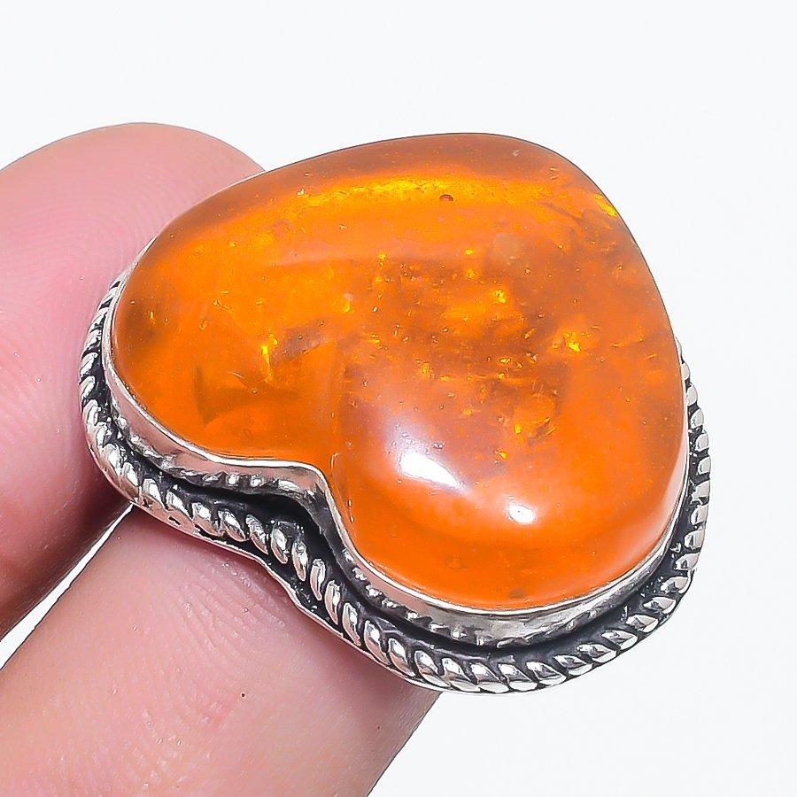 Baltic Amber Gemstone 925 Sterling Silver Jewelry Ring Size 9