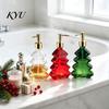 Christmas Table Centerpiece 300ml Tree Soap Dispenser, Glass Hand Dish Dispenser with Pump, Sturdy Xmas Decorative Empty Bottle for Soap, Kitchen,