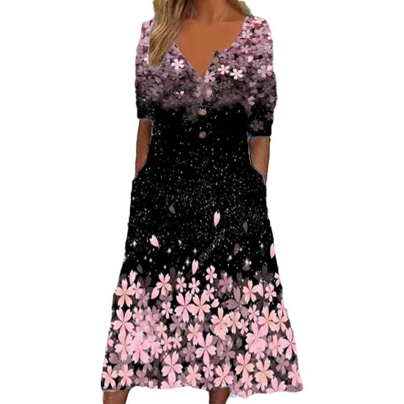 IHUASU Fashion Summer Spring Short Sleeve V-Neck Casual Dresses