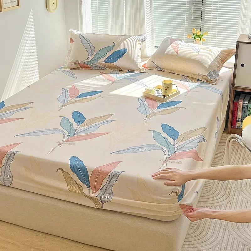 

Зеленый клетчатый узор Набор простыней на резинке Любовь Сердце Защитный чехол для матраса 3 предмета Хлопковый постельный комплект Дышащий, приятный для кожи 90x200x25cm 3Pcs