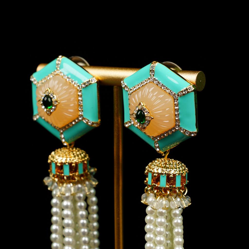 Elegant Multilayer Pearl Tassel Earring & Necklace Set for Women