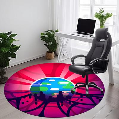 1pc Earth Office Round Rug, Non-slip, Soft and Durable Office Rug for Interior Decoration, Perfect for Office,Decoration Yy260204056
