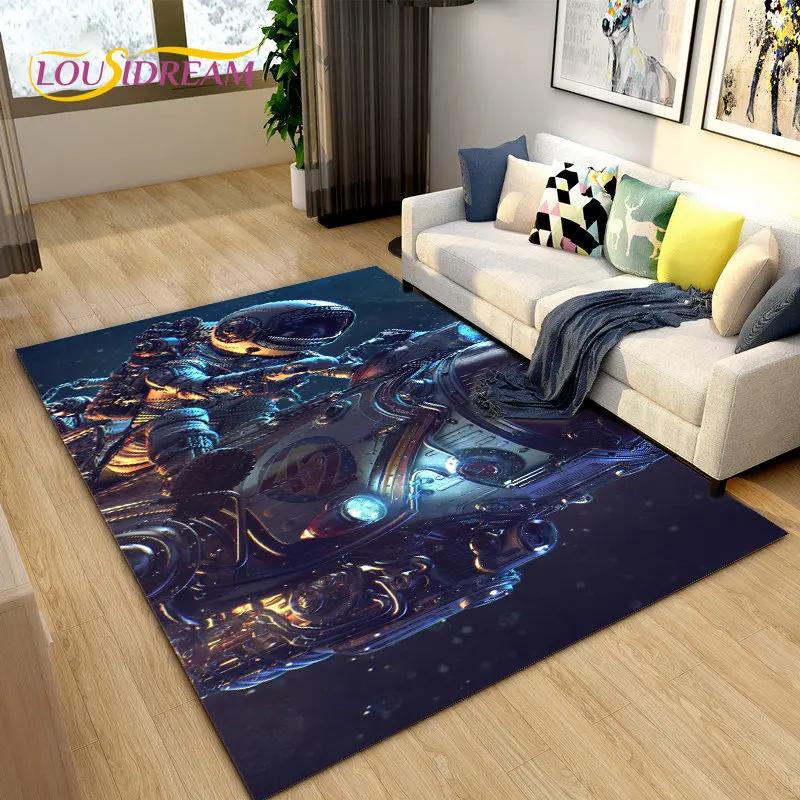 Tappeto Area Tappeto Cartoon Astronauta Spaziale 3D, Tappeto per Soggiorno Camera da Letto dei Bambini Divano Zerbino Decorazione, Tappetino Antiscivolo per Bambini
