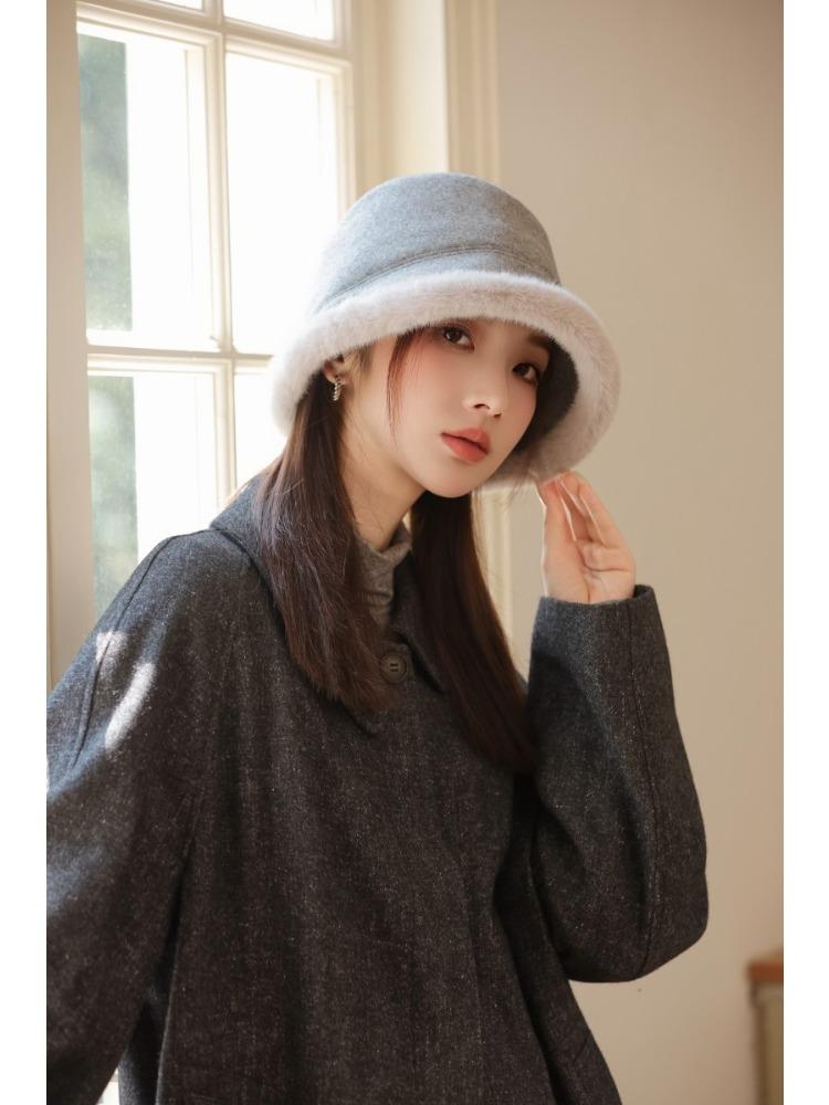 Herbst und Winter Neu Damen Winddicht Warm Fischerhut Fleece Verdickter Beckenhut Eleganter Fischerhut