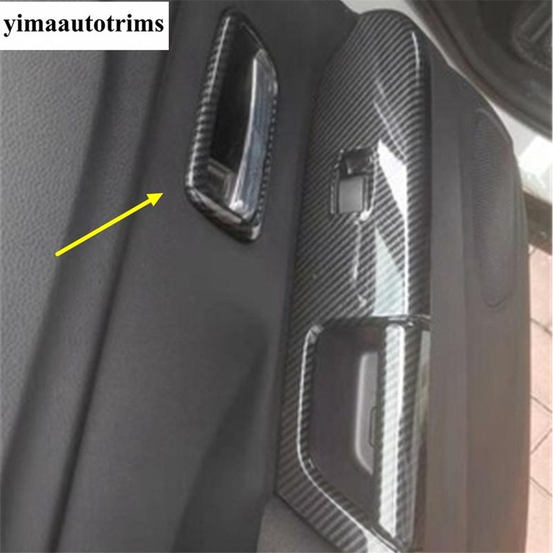 For Mitsubishi ASX 2014 - Car Inner Door Pull Handle Bowl Frame Cover Trim Carbon Fiber / Matte ABS Interior Accessories