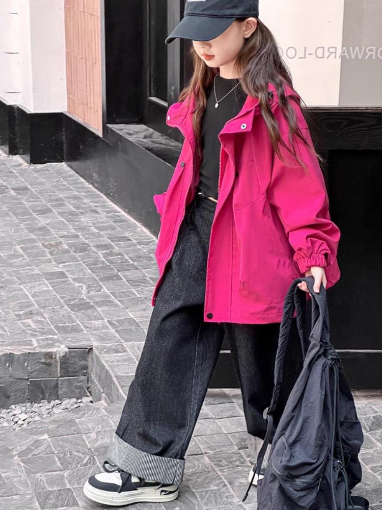 2025 Mädchen Trendige Lockere Windjacke: Stilvolle Outdoor-Jacke für Kinder für Frühling und Herbst