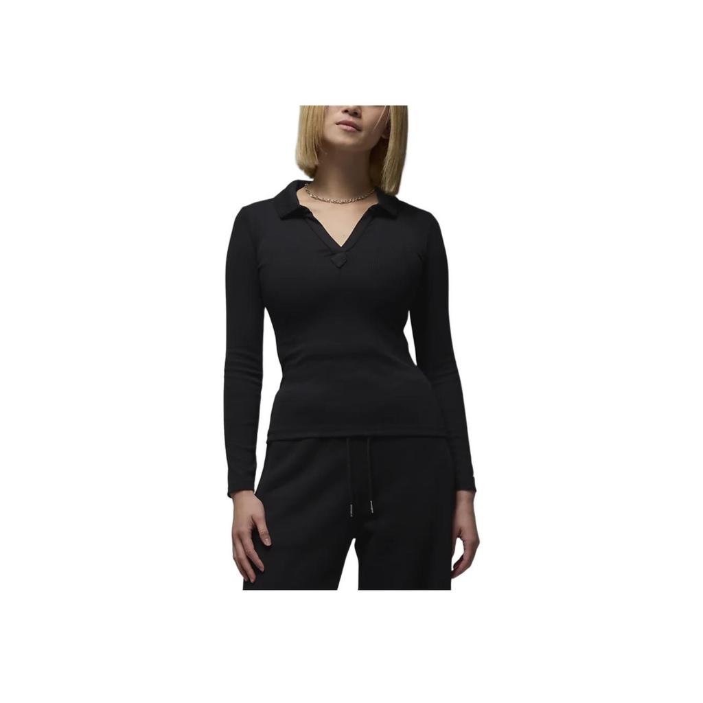 Jordan Solid Color V-Neck Soft Comfortable Knit Sweater Women tops Black White FV7192010