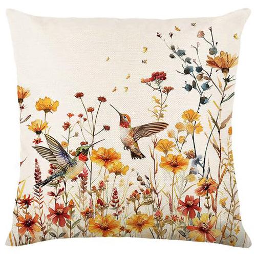 Heimdeko Kolibris & Schmetterlinge in Wildblumen Kissenmuster Kissenbezug Geeignet für Sofa Schlafzimmer Auto Kissenbezug