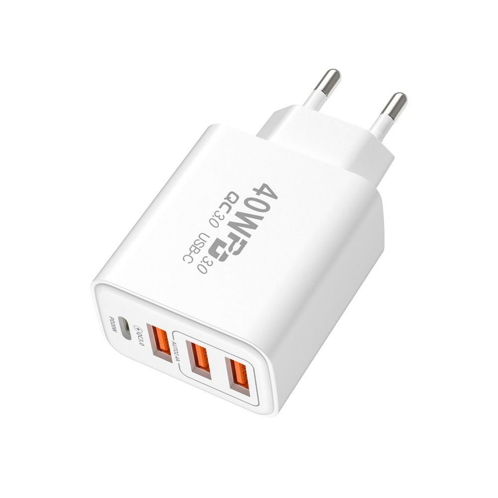 Durable 40W USB C Charging Plug 4Ports TypeC Charging Block Fast Charging USB Wall Charger Adapter