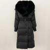 OFTBUY Winter Jacket Women Long Natural Real Raccoon Fox Fur Collar White Duck Down Coat Belt Thick Warm Casual Outerwear