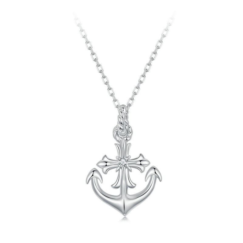 WOSTU 925 Sterling Zilver Zeemeermin Prinses Hanger Ketting met Blauwe Oceaan Zirconia Nekkettingen voor Vrouwen Vakantie Sieraden Cadeau