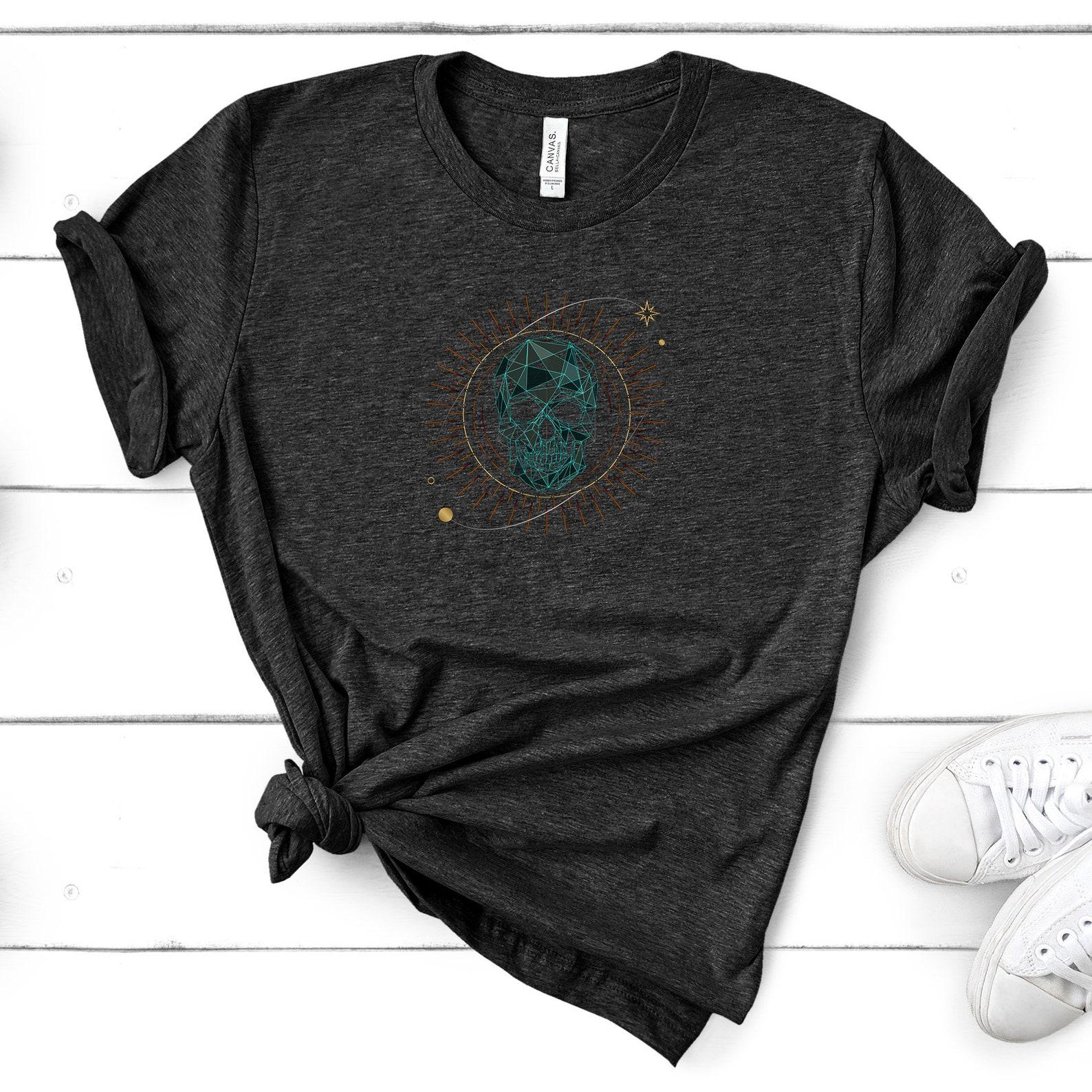 Celestial Skull T-Shirt - Skull Lover Minimalist Geometric Goth Aesthetic 3XL