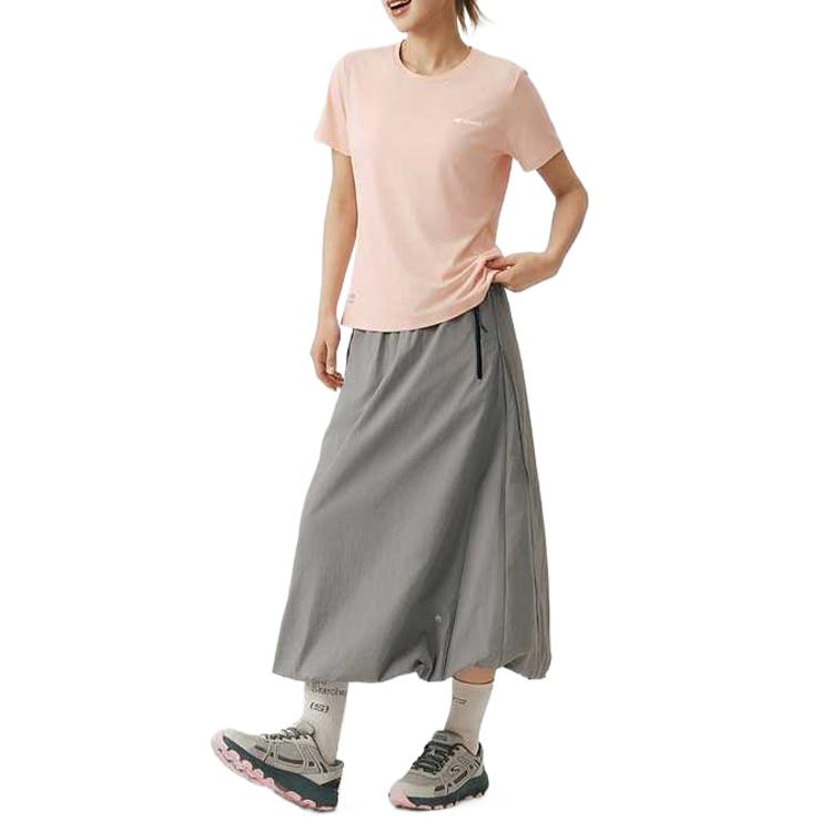 Skechers Breathable Solid Color Moisture Wicking T-Shirt Women Tops P226W208-053G