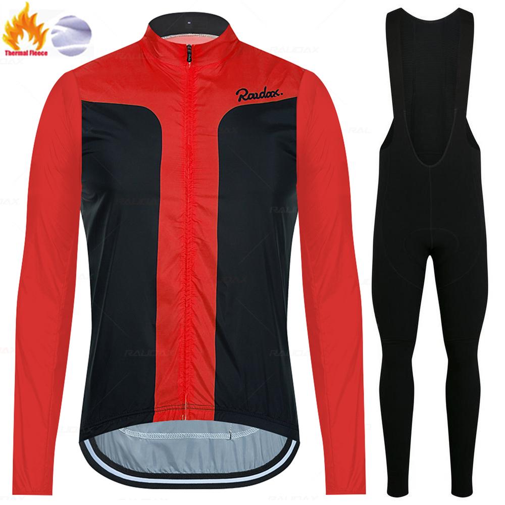 Raudax Warm Cycling Jackets 2026 Winter Thermal Fleece Cycling Clothing Men Long Sleeve Jersey Suit Outdoor Riding Bike Clothes