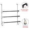 Extendable Towel Hanger, Door Hook, 3 Tiers with 2 Hooks, No-Hole Installation, Space-Saving for Bathroom and Kitchen, Black