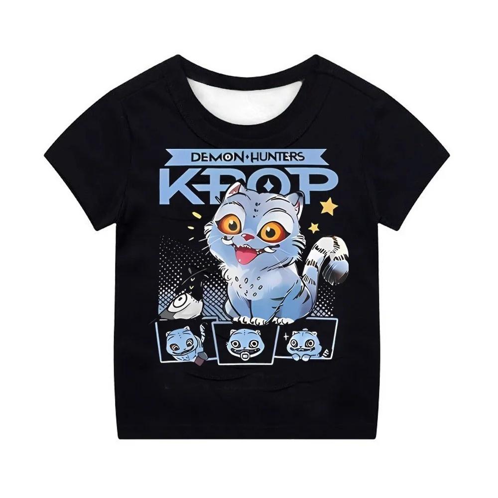 New “Kpop Demon Hunters "Fun and Cute Tiger 3D Printed Pattern Short Sleeve Casual Fashion Loose Breathable T-shirt