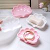 Nordic Style Flower-shaped Soap Tray for Bathroom, Cosmetic and Jewelry Storage Box, White and Pink Desktop Decoration
